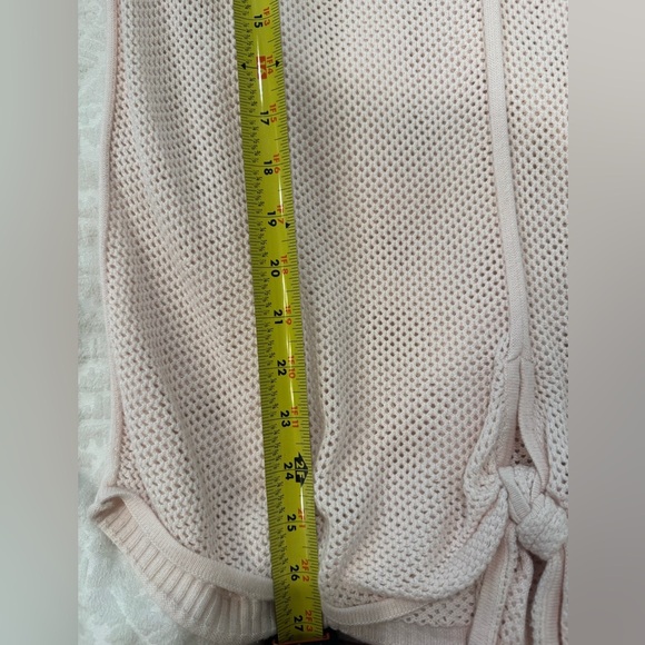 DEMOCRACY Pink Mesh Shirt Top Long Sleeve Tie Waist swim coverup - Picture 6 of 7